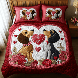Dachshund Couple Quilted Bedding Set NCU0DV2330