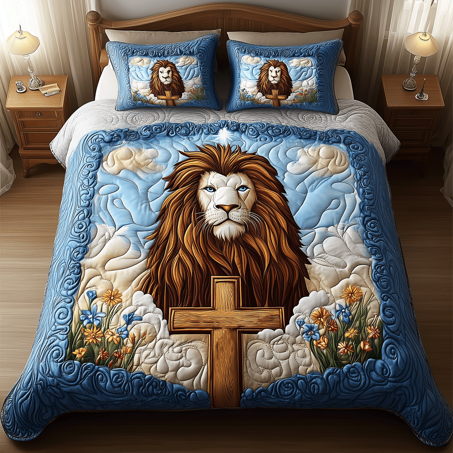 Lion Grace 3-Piece Quilted Bedding Set NCU0TH2412