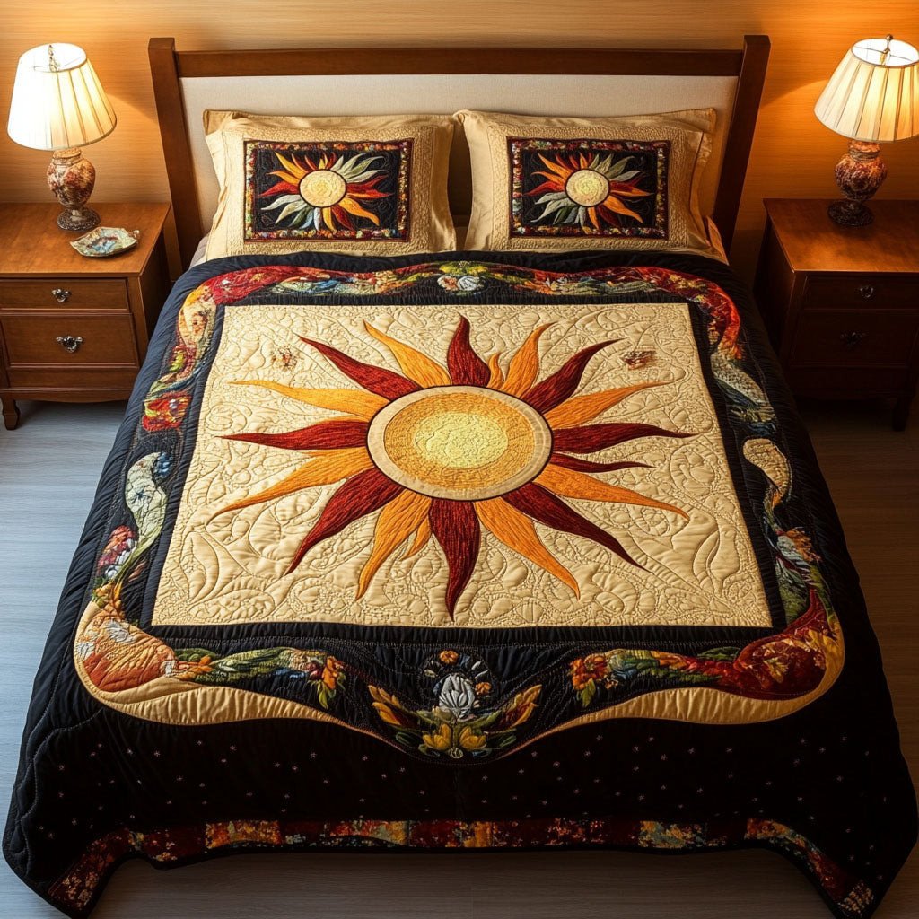 Golden Glow 3-Piece Quilted Bedding Set NCU0NT2537