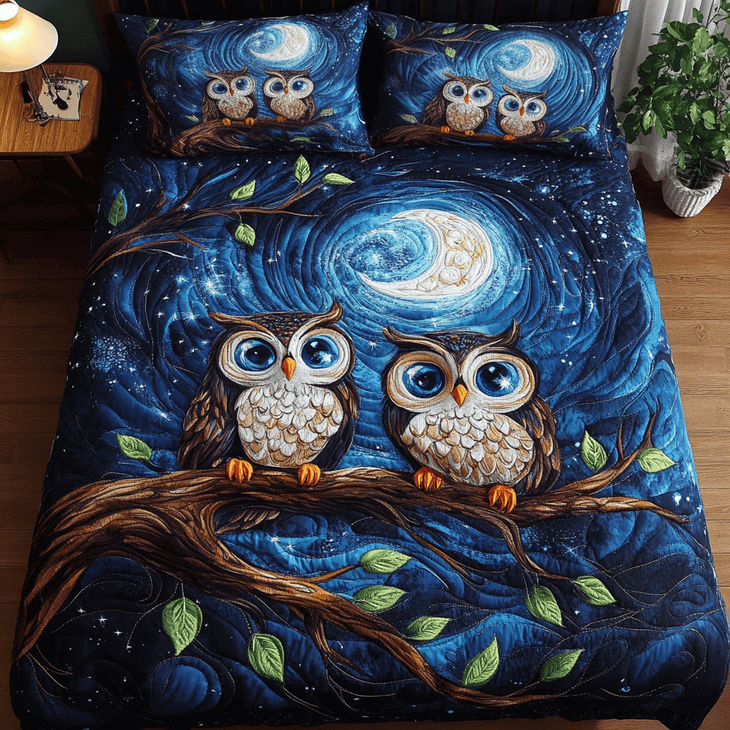Hoots of Love 3-Piece Quilted Bedding Set NCU0DK3140