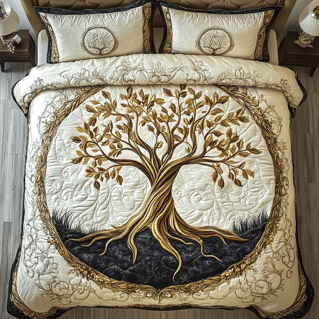 Roots Of Serenity 3-Piece Quilted Bedding Set NCU0VL854
