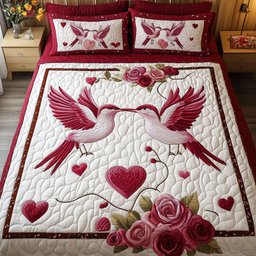 Loyal Hearts 3-Piece Quilted Bedding Set NCU0NT2660