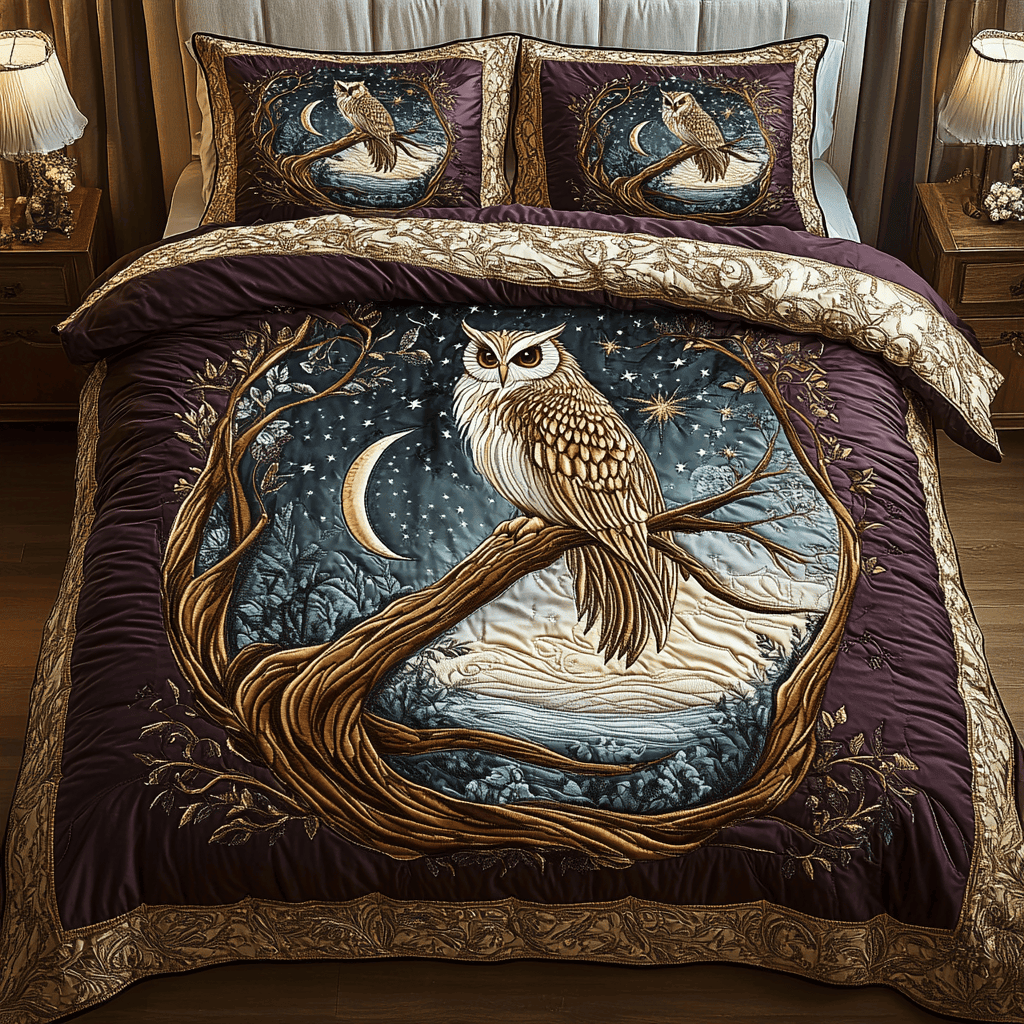 Moonlit Wisdom 3-Piece Quilted Bedding Set NCU0VH1456