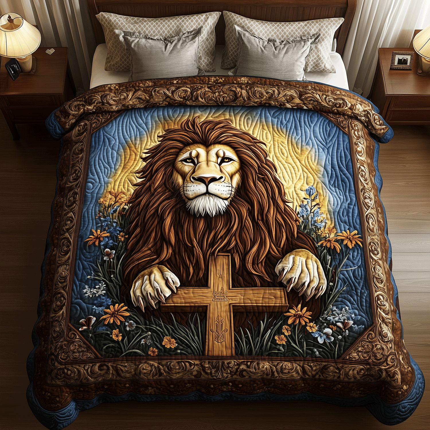 Lion of Glory 3-Piece Quilted Bedding Set NCU0TH2406