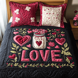 Jar of Love 3-Piece Quilted Bedding Set NCU0TL2360