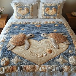 Slow and Steady Hearts 3-Piece Quilted Bedding Set NCU0PT2891