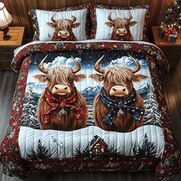 Tartan Cow Haven 3-Piece Quilted Bedding Set NCU0TL2373