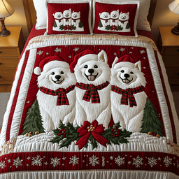 Samoyed Magic 3-Piece Quilted Bedding Set NCU0VH1288