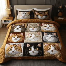 The Purring Palette 3-Piece Quilted Bedding Set NCU0DK3091