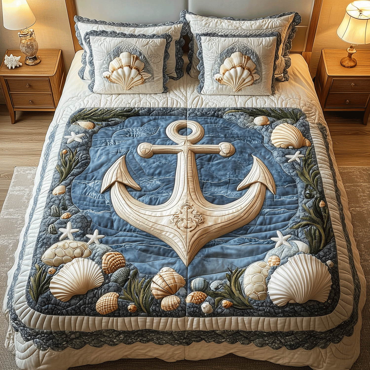 Marine Escape 3-Piece Quilted Bedding Set NCU0TH2446