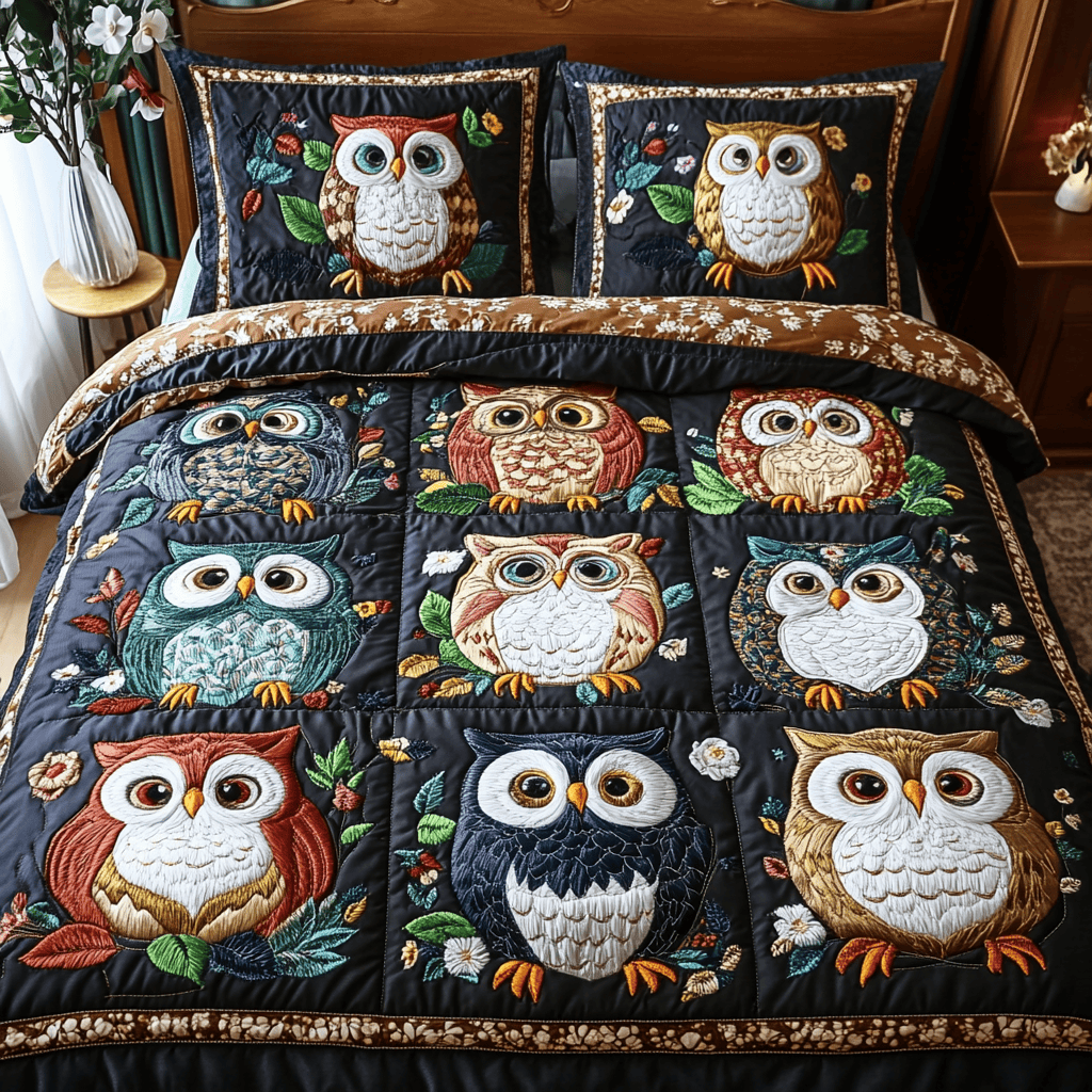 Forest Sentinel 3-Piece Quilted Bedding Set NCU0DK3103