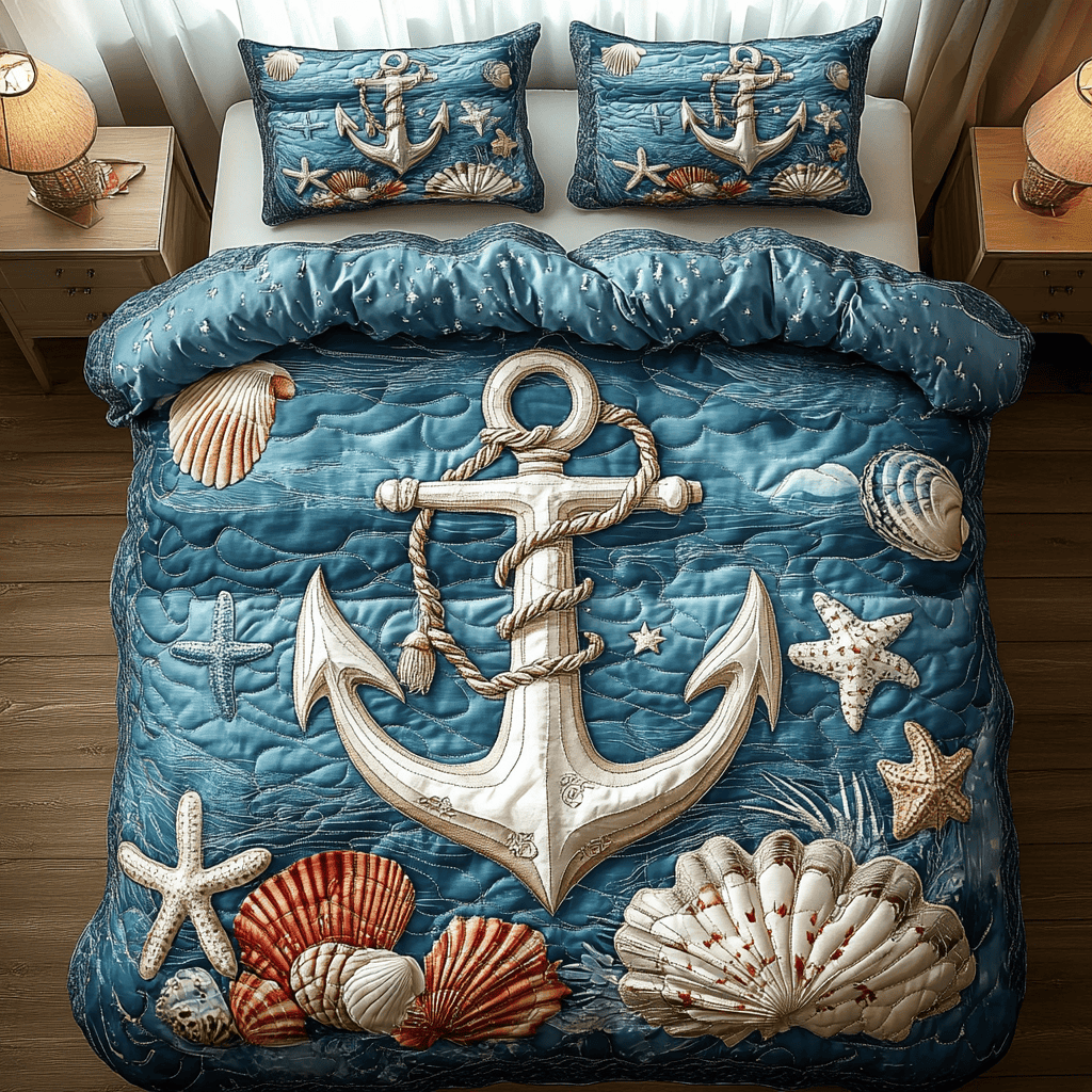 Sea Breeze Haven 3-Piece Quilted Bedding Set NCU0VL885