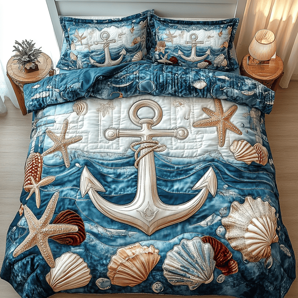 Nautical Retreat 3-Piece Quilted Bedding Set NCU0VL884
