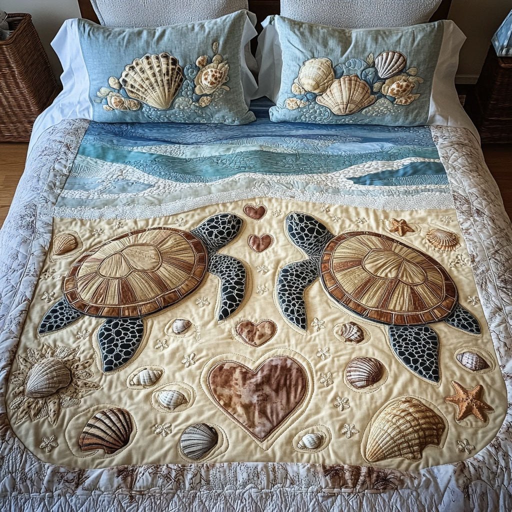 Seaside Soulmates 3-Piece Quilted Bedding Set NCU0PT2887