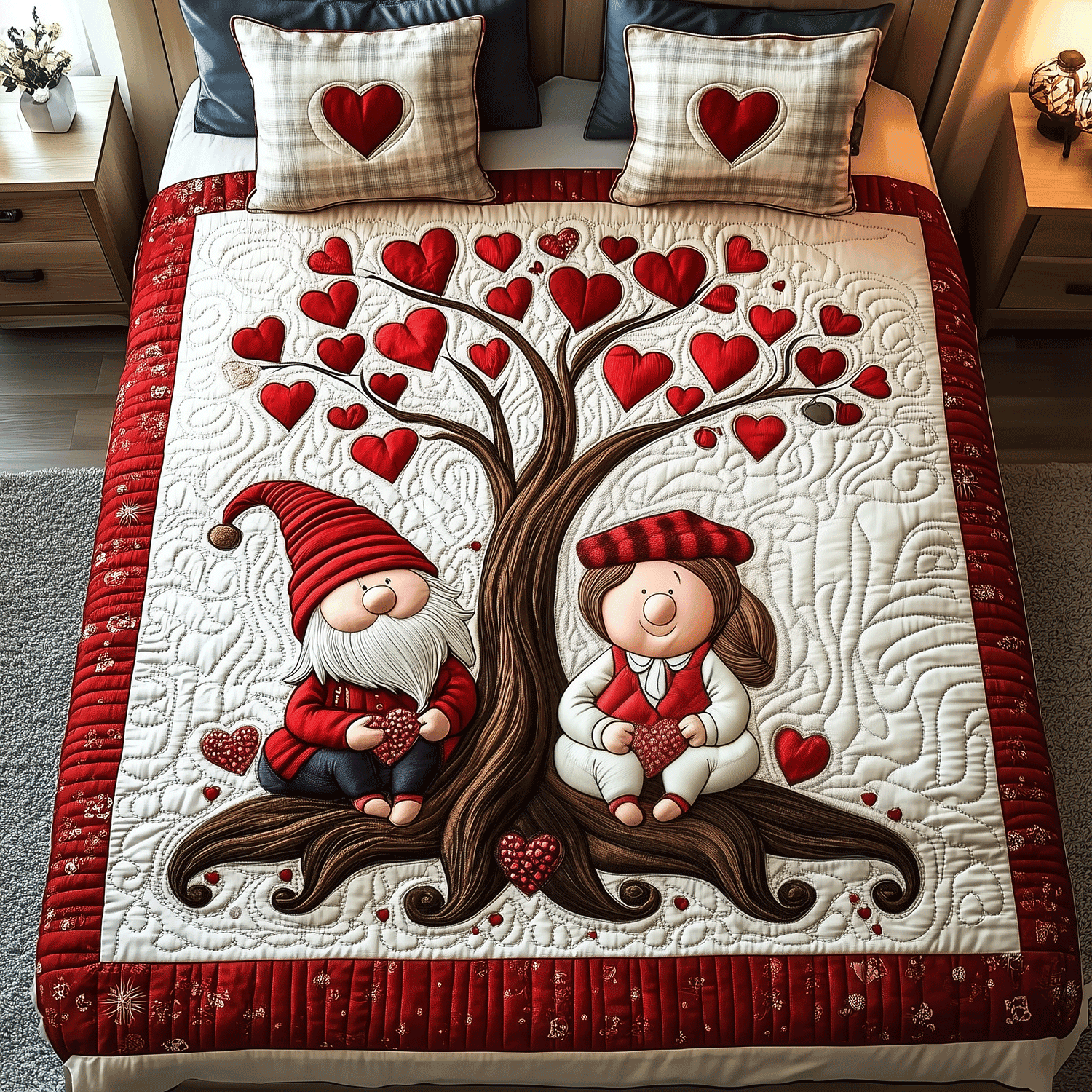 Gnome Sweet Gnome 3-Piece Quilted Bedding Set NCU0TH2481