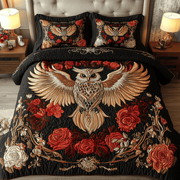 Harmony Owl 3-Piece Quilted Bedding Set NCU0VH1467
