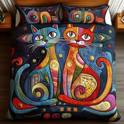 Whiskered Love 3-Piece Quilted Bedding Set NCU0PT2983