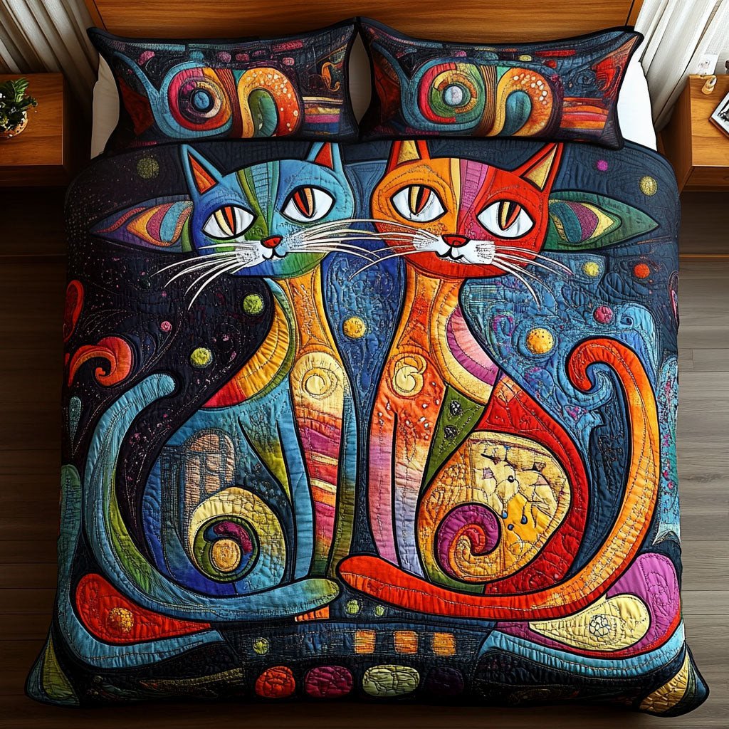 Whiskered Love 3-Piece Quilted Bedding Set NCU0PT2983