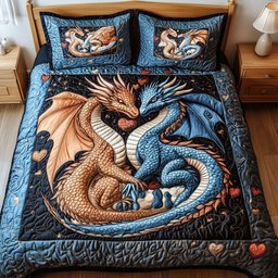 Flame of Love 3-Piece Quilted Bedding Set NCU0NT2615