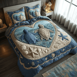 Sea Turtle Couple Quilted Bedding Set NCU0DV2329