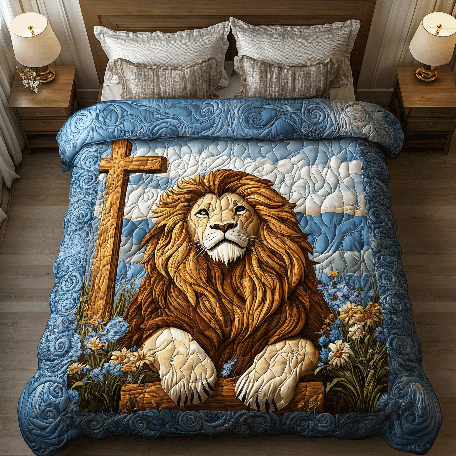 Graceful Roar 3-Piece Quilted Bedding Set NCU0TH2413