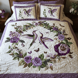 Lavender Flight 3-Piece Quilted Bedding Set NCU0VH1380