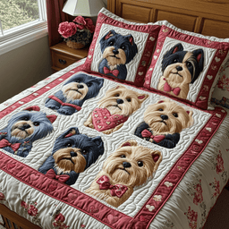Yorkshire Terrier Wonderland Quilted Bedding Set NCU0DV2363