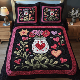Everlasting Love 3-Piece Quilted Bedding Set NCU0TL2353