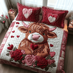 Highland Cow Charm Quilted Bedding Set NCU0DV2338
