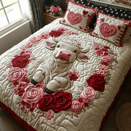 Highland Cow Bliss Quilted Bedding Set NCU0DV2337