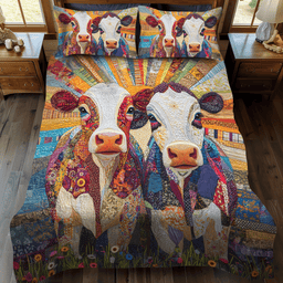 Patchwork Moo 3-Piece Quilted Bedding Set NCU0VH1484