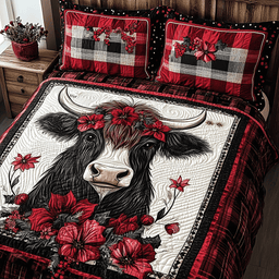 Funky Cow 3-Piece Quilted Bedding Set NCU0TL2385