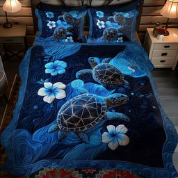 Deep Waters Drift 3-Piece Quilted Bedding Set NCU0PT2804