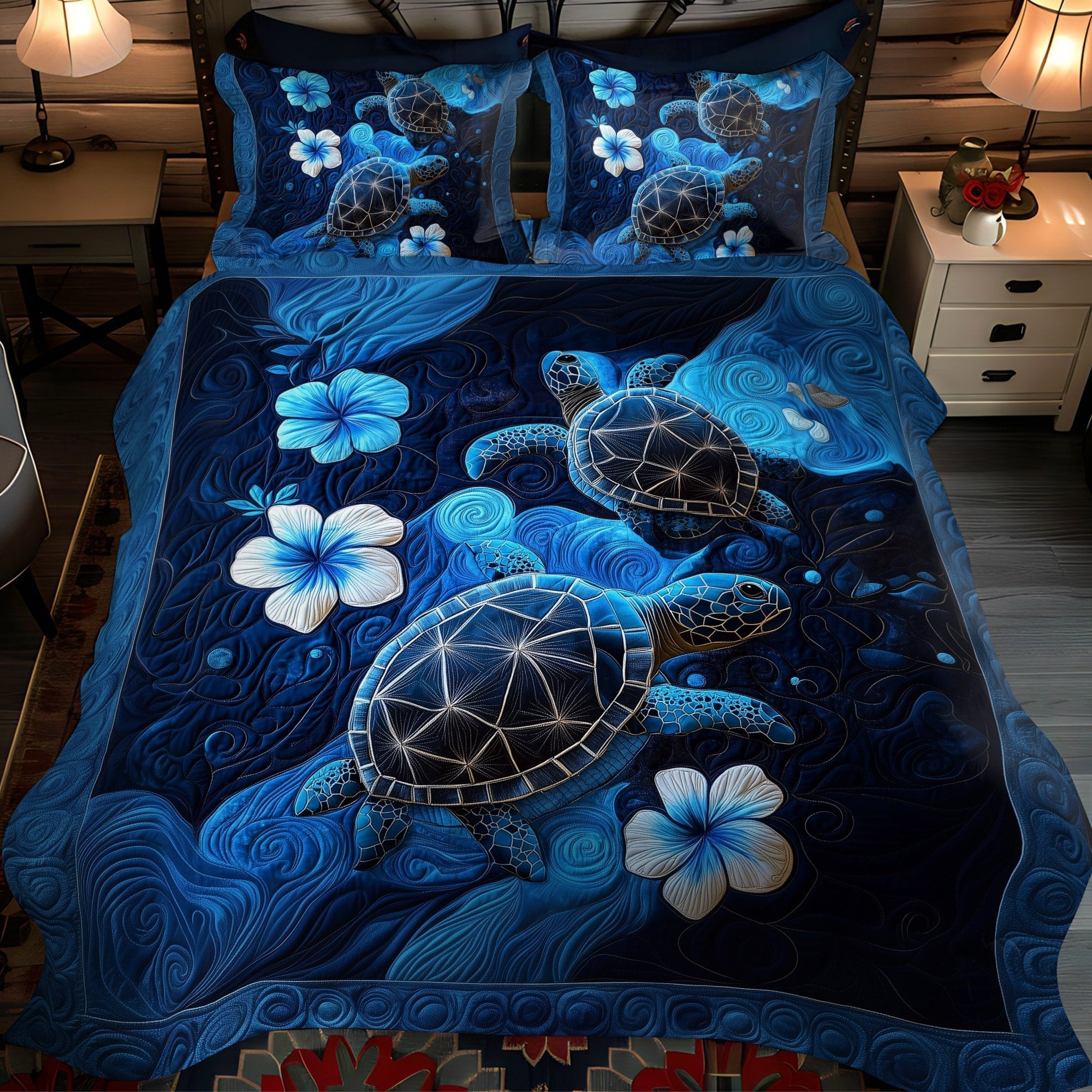 Deep Waters Drift 3-Piece Quilted Bedding Set NCU0PT2804