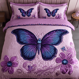 Dance of the Butterflies 3-Piece Quilted Bedding Set NCU0DK3026