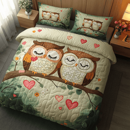 Hoots of Love 3-Piece Quilted Bedding Set NCU0DK3199