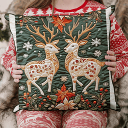Reindeer Wonderland Quilted Pillow Case NCU0VH1235