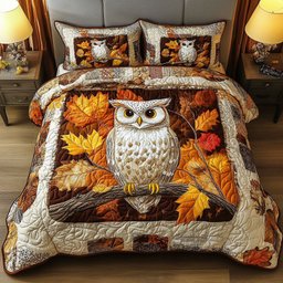 Mystic Feathers 3-Piece Quilted Bedding Set NCU0NT2544