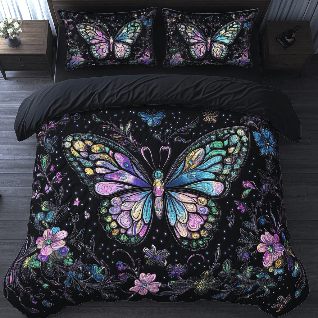 Butterfly Bliss 3-Piece Quilted Bedding Set NCU0DK3035