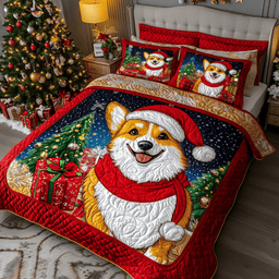 Jolly Corgi 3-Piece Quilted Bedding Set NCU0DK3045