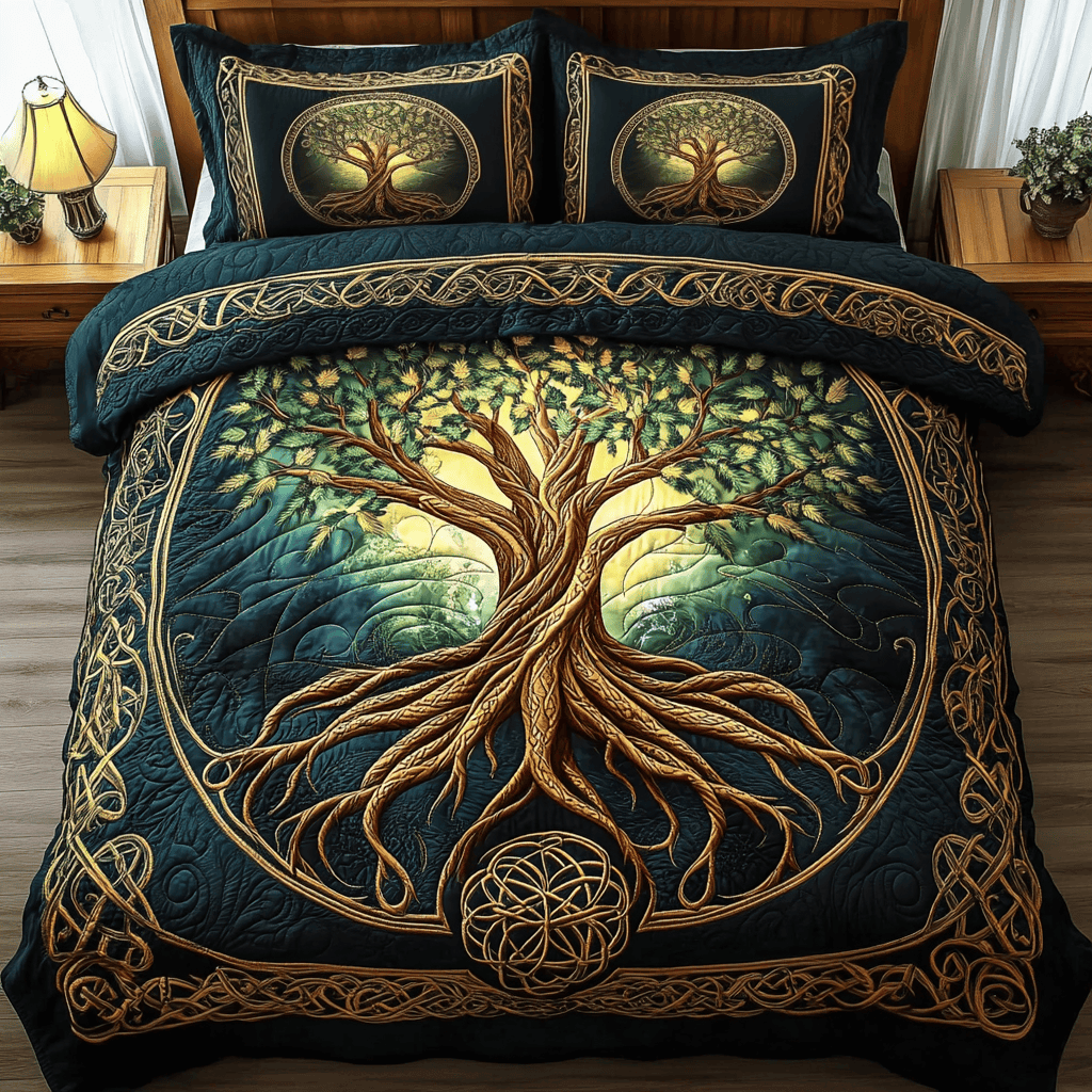 Timeless Growth 3-Piece Quilted Bedding Set NCU0VL873