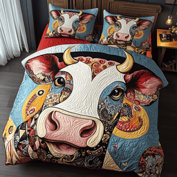Bovine Beauty 3-Piece Quilted Bedding Set NCU0TL2382