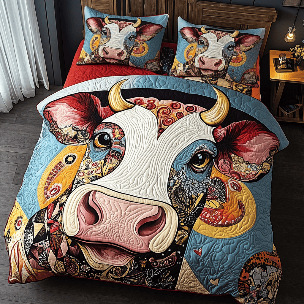 Bovine Beauty 3-Piece Quilted Bedding Set NCU0TL2382