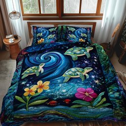 Coral Voyager 3-Piece Quilted Bedding Set NCU0PT2803