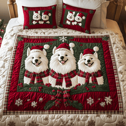Samoyed Joy 3-Piece Quilted Bedding Set NCU0VH1291