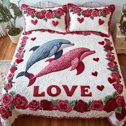Tails of Love 3-Piece Quilted Bedding Set NCU0PT2973