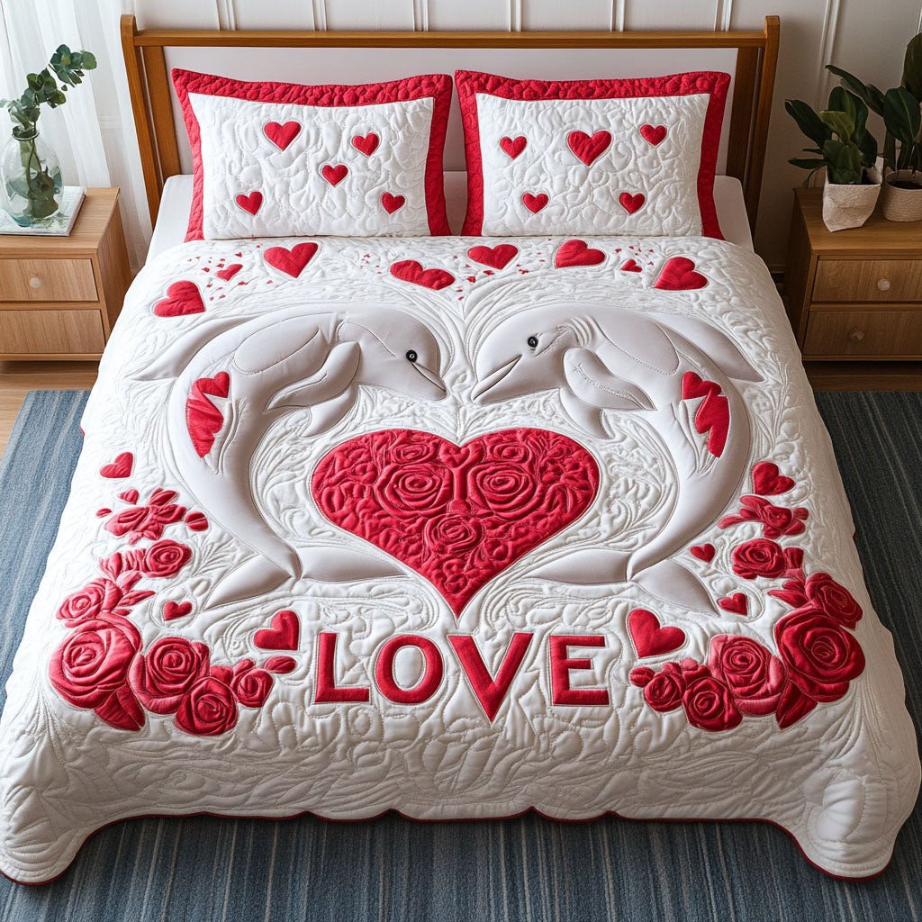 Dolphin Serenade 3-Piece Quilted Bedding Set NCU0PT2968