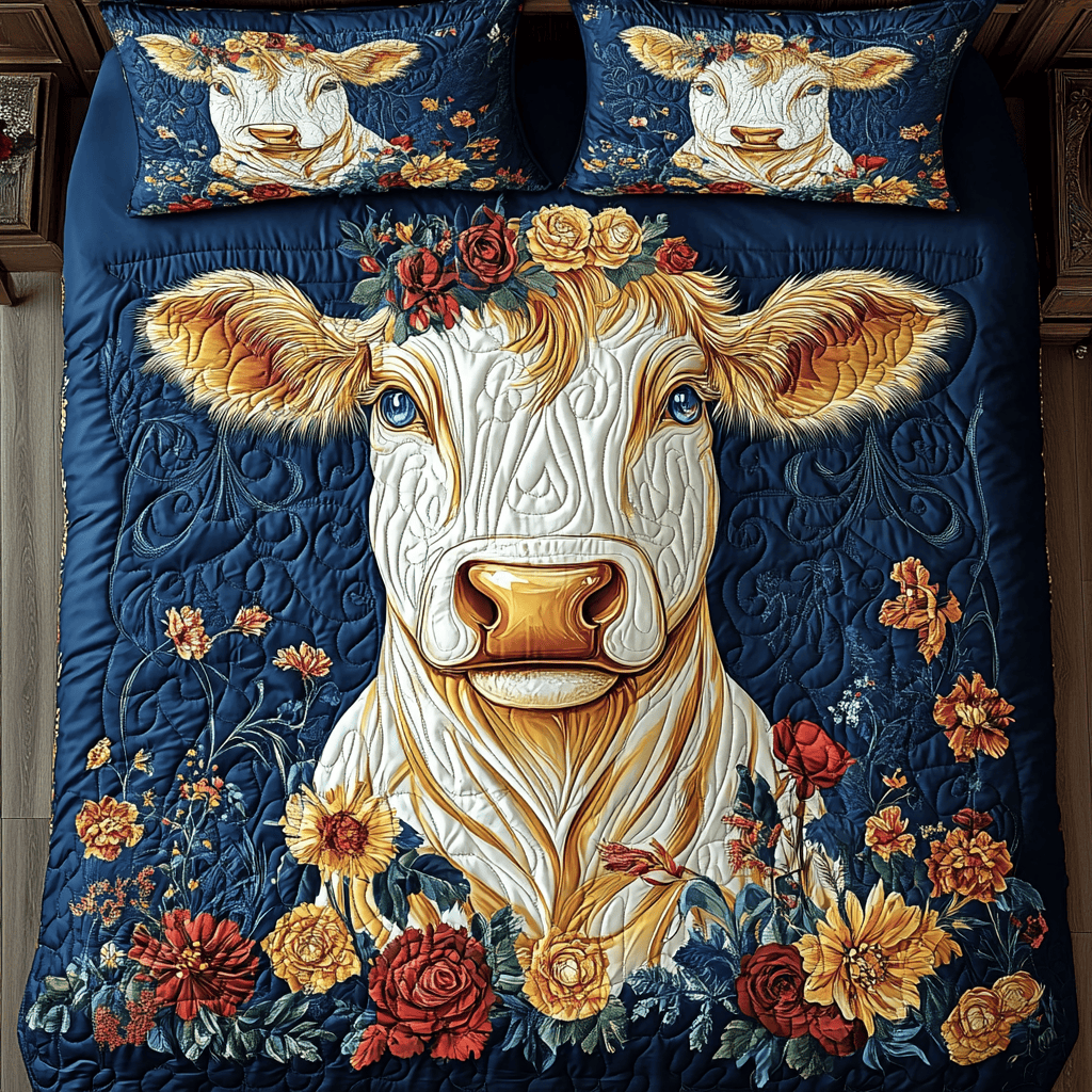 Chilly Cow 3-Piece Quilted Bedding Set NCU0TL2369
