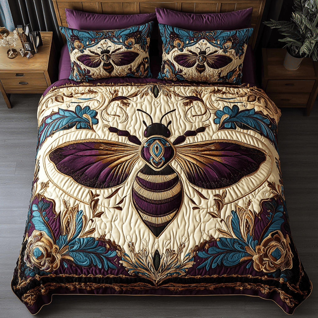 Wings of Gold 3-Piece Quilted Bedding Set NCU0DK3240