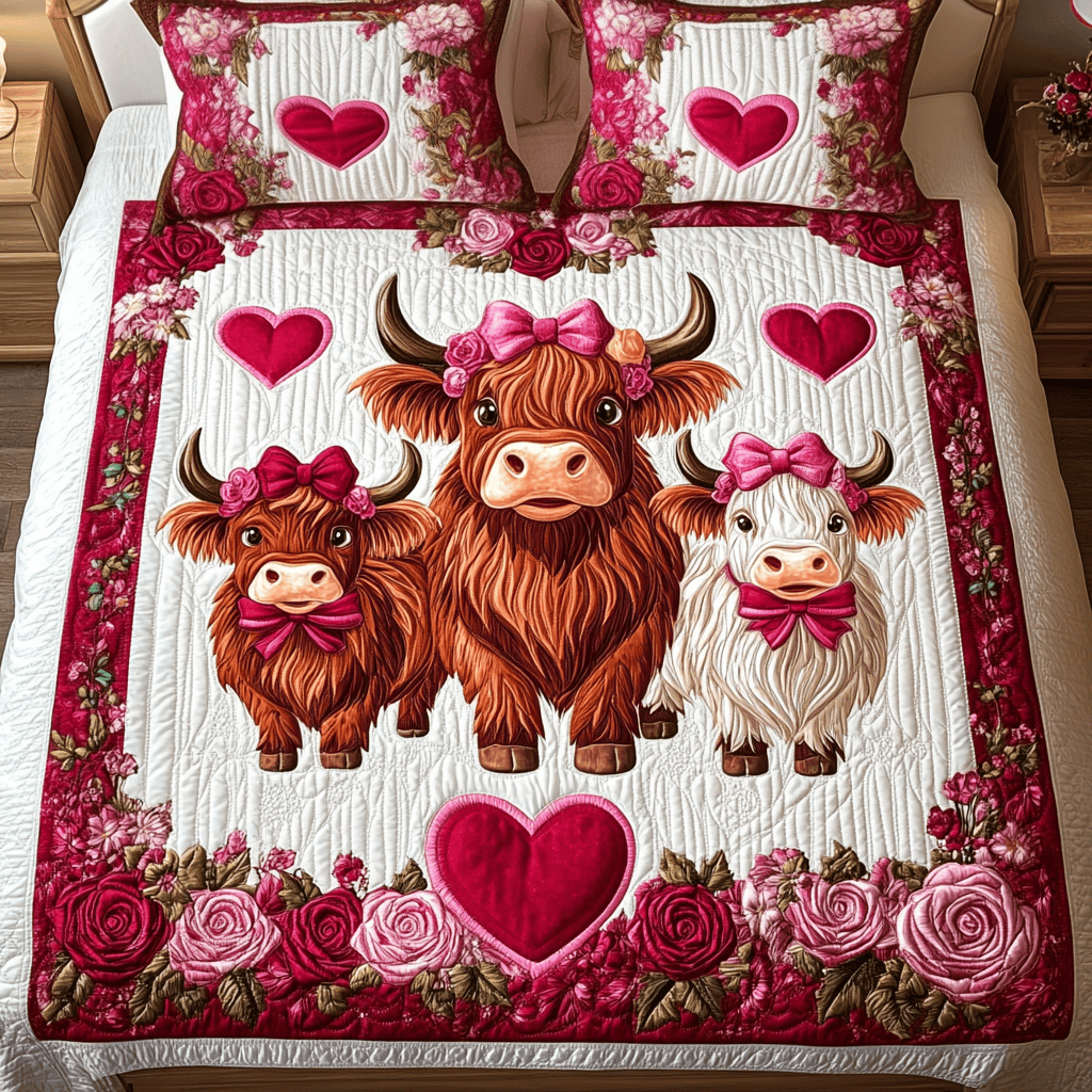 Amour Herd 3-Piece Quilted Bedding Set NCU0VH1349